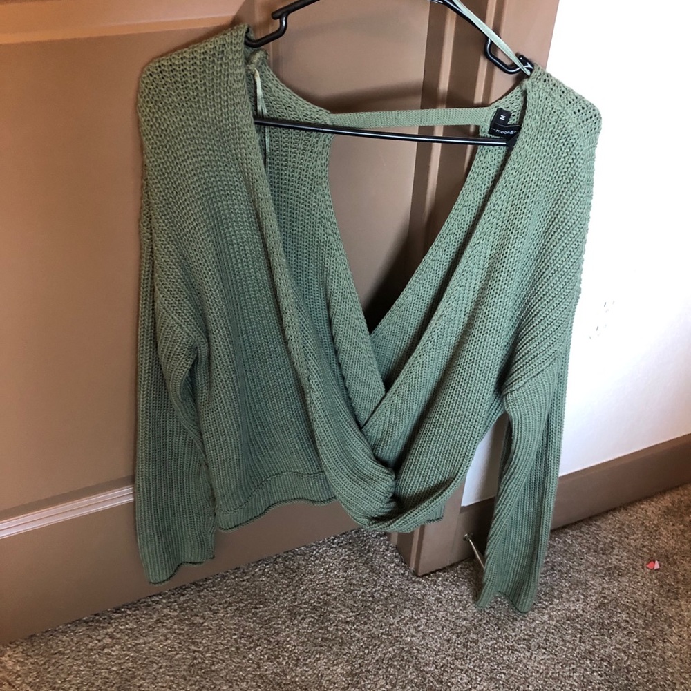 Moon & Madison olive green open sweater